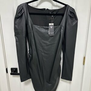 GUESS Faux Leather Sleek Black Dress